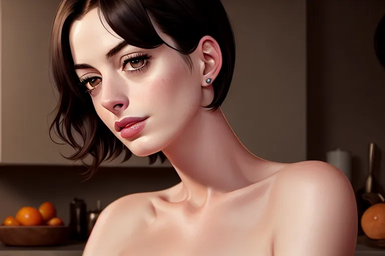 Dopamine Girl A Digital Painting Of Anne Hathaway Naked In The