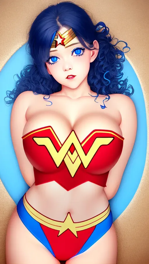 Dopamine Girl Cute Wonder Woman Realistic Soft Lips Big Round Blue