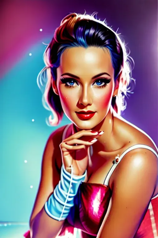 Dopamine Girl Beautiful Photo Woman Airbrush Pinup Style