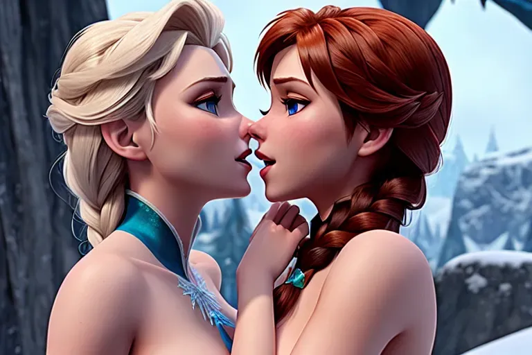 Dopamine Girl Elsa And Anna From Frozen Nude Kissing Passionately On