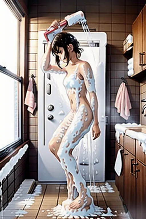 Dopamine Girl Naked Woman Washing Herself In Front Of The Sink