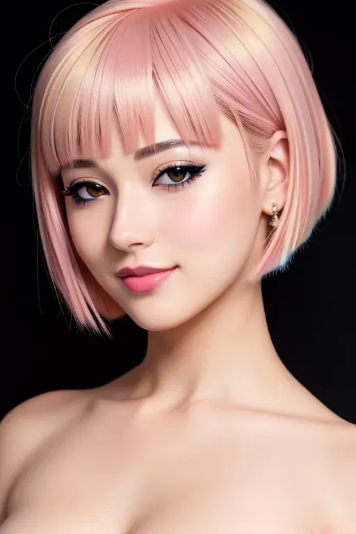 Dopamine Girl Anime Masterpiece Best Quality Woman Colourful Bobcut Blush