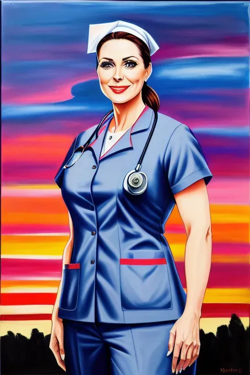 Dopamine Girl Digital Painting 25 Year Old A Nurse Fit Nurse