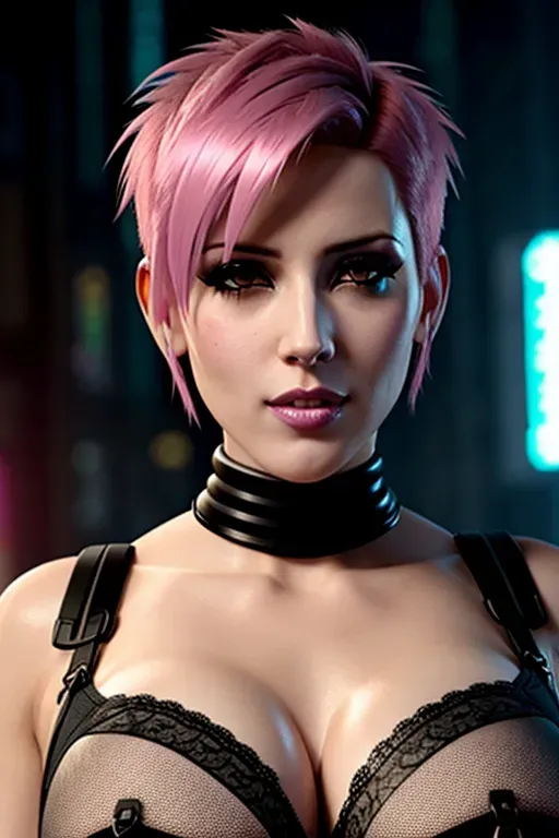 Dopamine Girl A Pale Cyberpunk Slut With Big Tits And Short Pink Hair