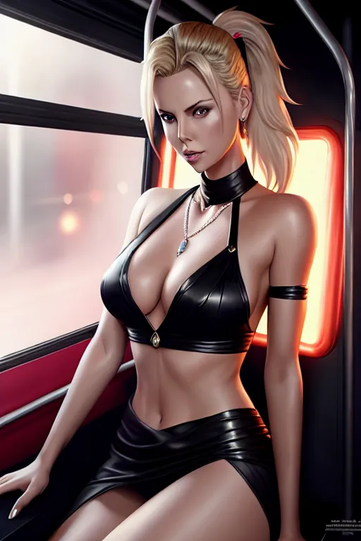 Dopamine Girl A Digital Painting Of Charlize Theron Wearing Lol Ahri