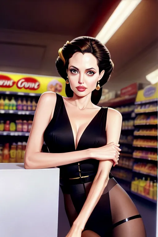 Dopamine Girl A Color Pencil Draw Of Angelina Jolie Wearing Stockings