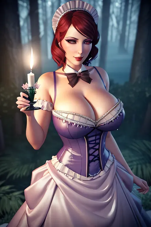 Dopamine Girl A Woman In A Dress Holding A Lit Candle Naked Render