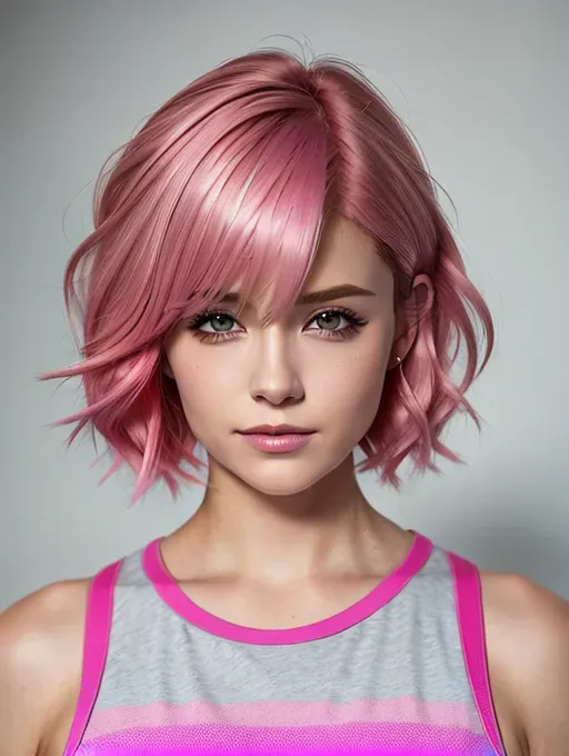 Dopamine Girl An Ultra Realistic Photo Of Pink Hair Short Hair