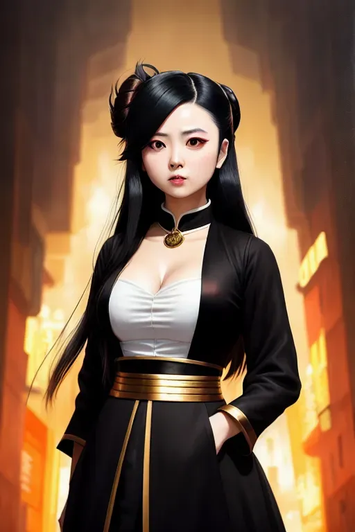 Dopamine Girl A Oil Painting Of Nezuko Kamado Wearing Frock Standing