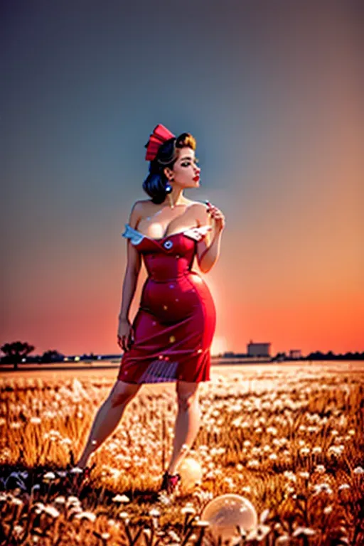 Dopamine Girl Beautiful Photo Woman Airbrush Pinup Style