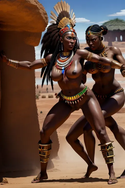 Dopamine Girl African Native Zulu Girl Fighting An Aztec Warrior