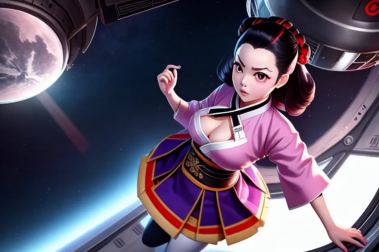 Dopamine Girl A Concept Art Of Nezuko Kamado Wearing Hanbok Shooting