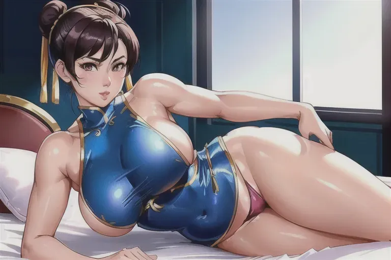 Dopamine Girl A Photograph Of Chun Li Naked Sitting In Bed Cum On