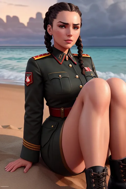 Dopamine Girl A Concept Art Of Emilia Wearing Soviet Uniform Sitting