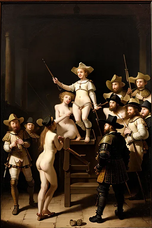 Dopamine Girl Rembrandt Night Watch But With Naked People Drz Ddn Z Q