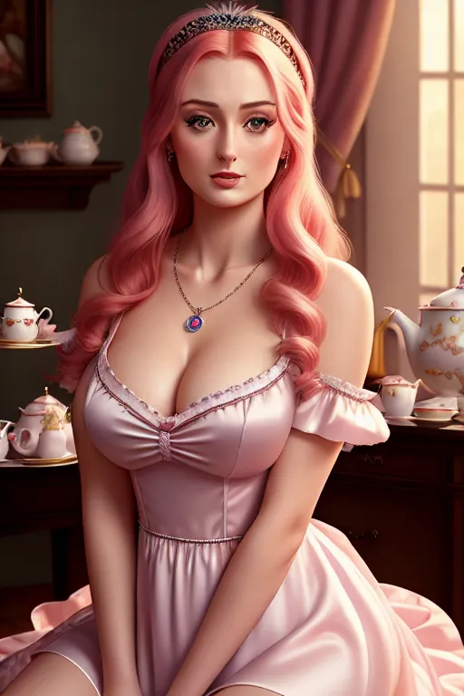 Dopamine Girl A Digital Painting Of Sophie Turner Wearing Nightgown