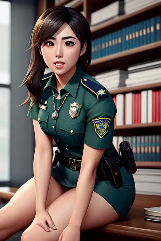 Dopamine Girl A Digital Art Of Haruka Fukuhara Wearing Police Clothes