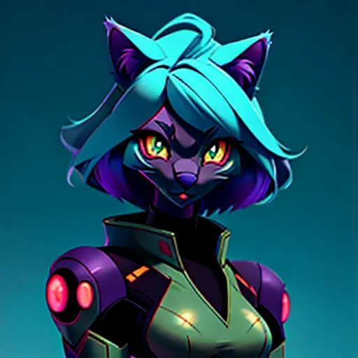 Dopamine Girl A Furry Catgirl Tech Specialist Simple Background