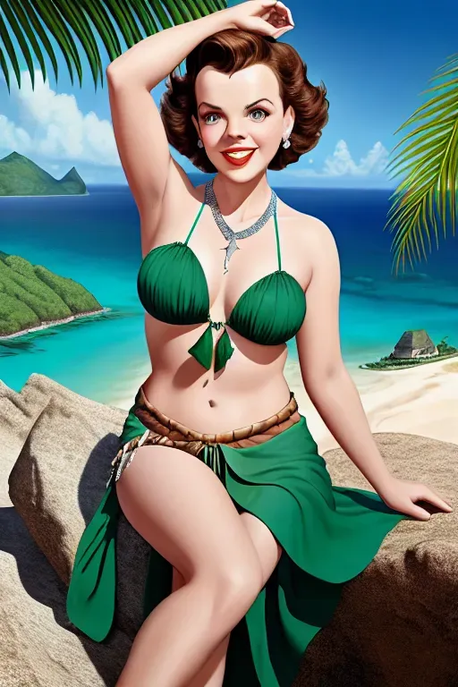 Dopamine Girl A Digital Painting Of Judy Garland Wearing A Green