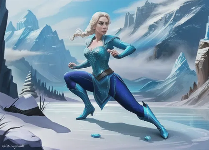 Dopamine Girl Beautiful Elsa Of Arendelle Training With Sub Zero Of