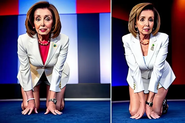 Dopamine Girl Nancy Pelosi On Hands And Knees Looking Back Age Up