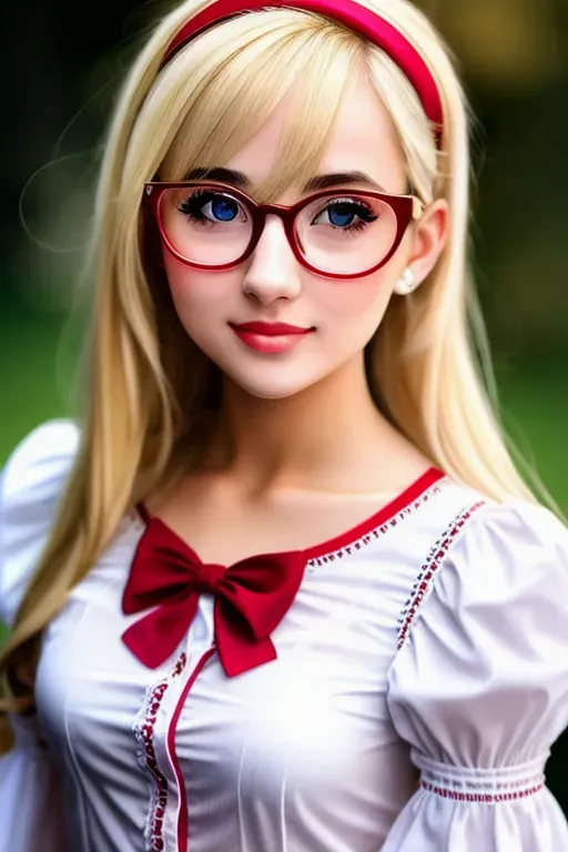 Dopamine Girl Cute Blonde Girl Cute Nose Blonde Eyebrows Red Glasses