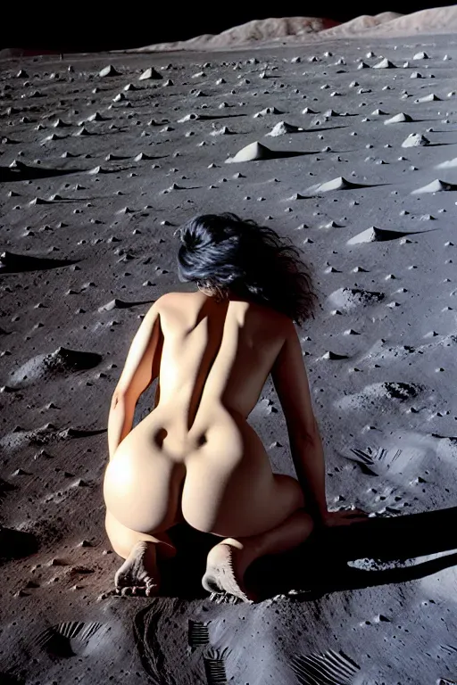 Dopamine Girl Naked Girl Crawling On The Moon Seen From Behind