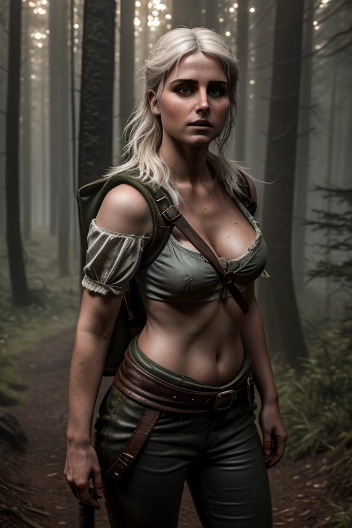 Dopamine Girl Ciri From The Witcher In A Forest Half Naked Front