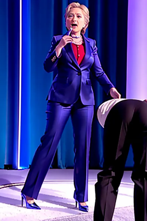 Dopamine Girl Hillery Clinton Wearing A Wearing A Shiny Pantsuit