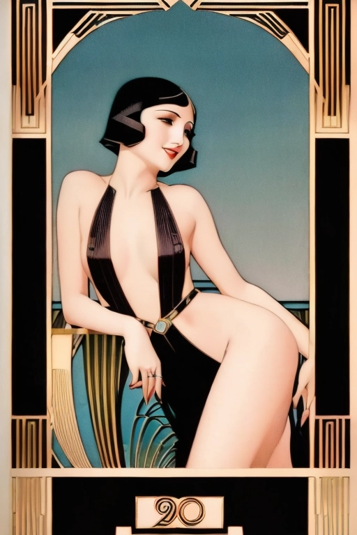 Dopamine Girl Erotic Art 1920 Art Deco Illustrated Full Color