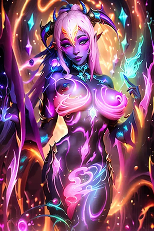 Dopamine Girl High Detail Naked Draenei Female Cosmic Neon Skin