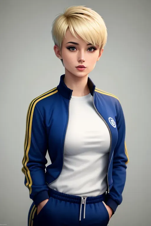 Dopamine Girl Blonde Lesbian Short Hair Pixie Tracksuit Small