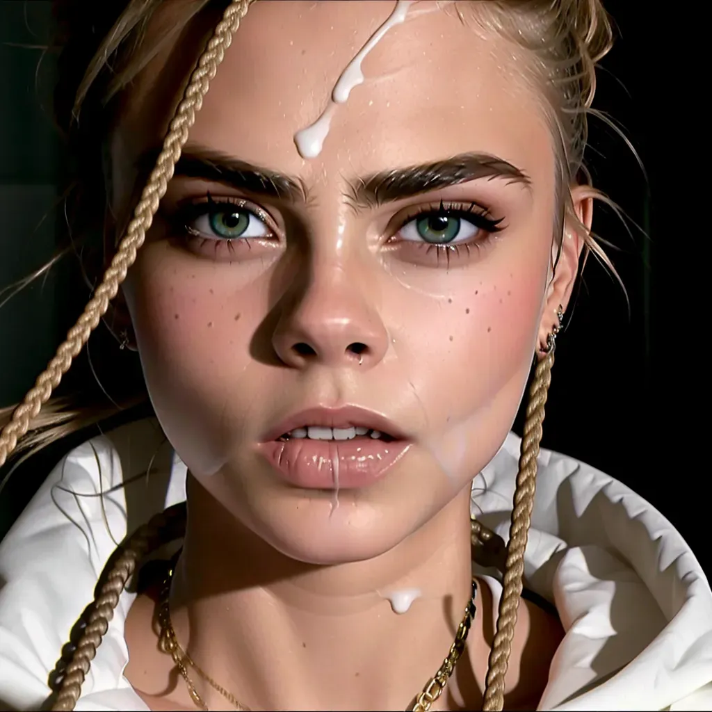 Dopamine Girl Cara Delevingne Fully Nude Face Covered In White Cum