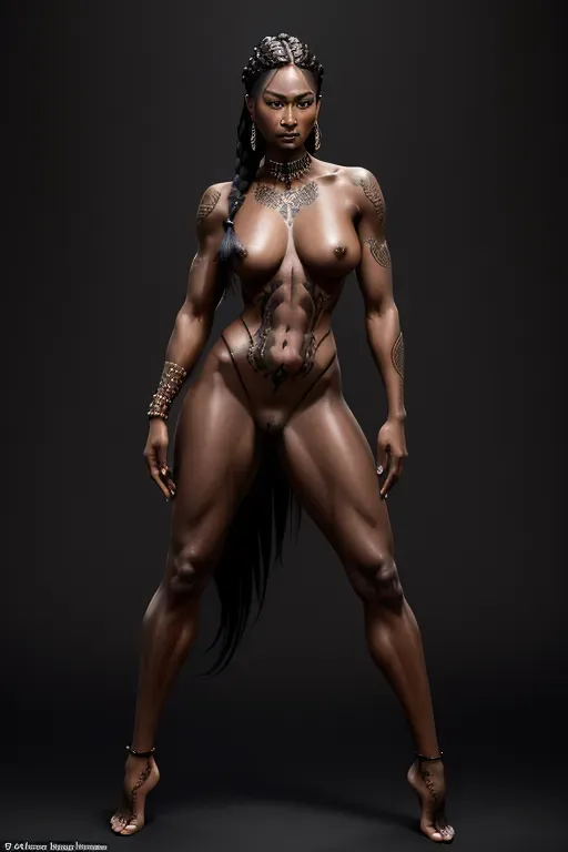 Dopamine Girl Full Body Portrait Full Length A Dark Skinned Naked