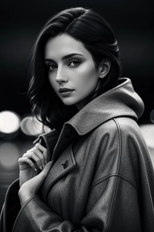 Dopamine Girl Beautiful Dark Haired Woman With A Coat Wrapped Around