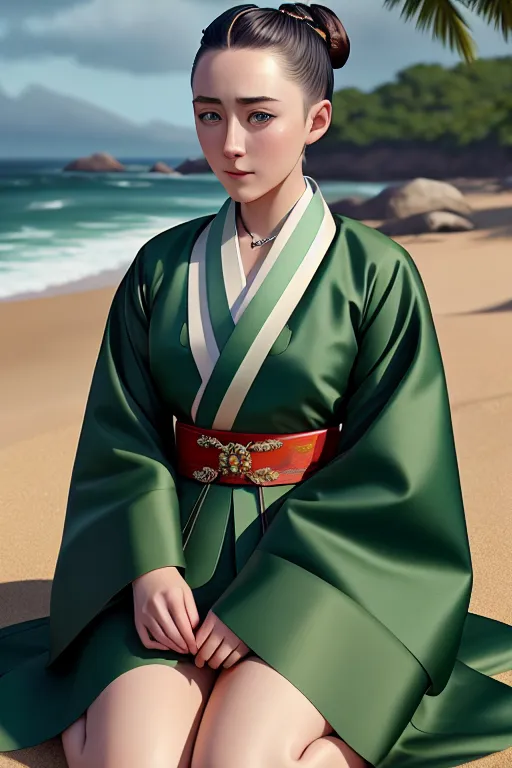 Dopamine Girl A Digital Painting Of Saoirse Ronan Wearing Hanbok