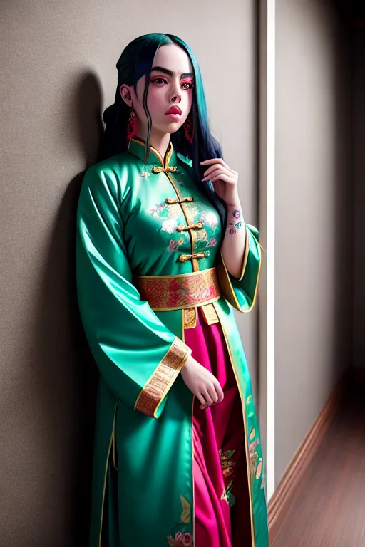 Dopamine Girl A Photograph Of Billie Eilish Wearing Chinese Costume