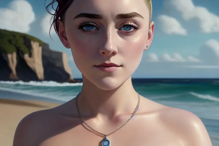 Dopamine Girl A Oil Painting Of Saoirse Ronan Naked On The Beach Big