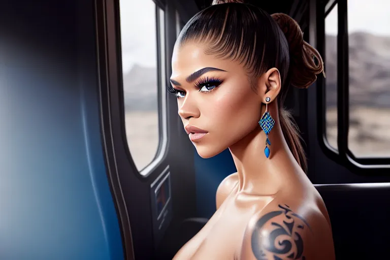 Dopamine Girl A Illustration Of Zendaya Naked Walking In The Bus Five