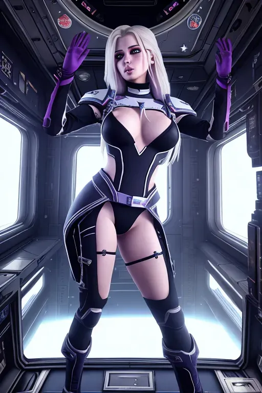 Dopamine Girl Mara Sov In Space Shuttle Looking At Viewer Stoic