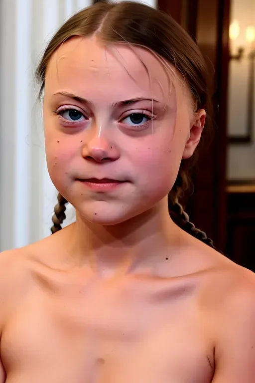 Dopamine Girl Greta Thunberg Fully Naked Facefuck Cum Covered Slut