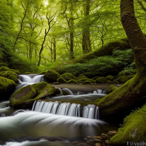 A fantasy setting in a green forest next to an idyllic stream, sunbeams stream through the trees, Your wife, a beautiful blonde woman bathes in the stream confident in her sensuality and sexual desire, her confidence radiates her allure, she accentuates her feminine voluptuous body, enticing the viewer,