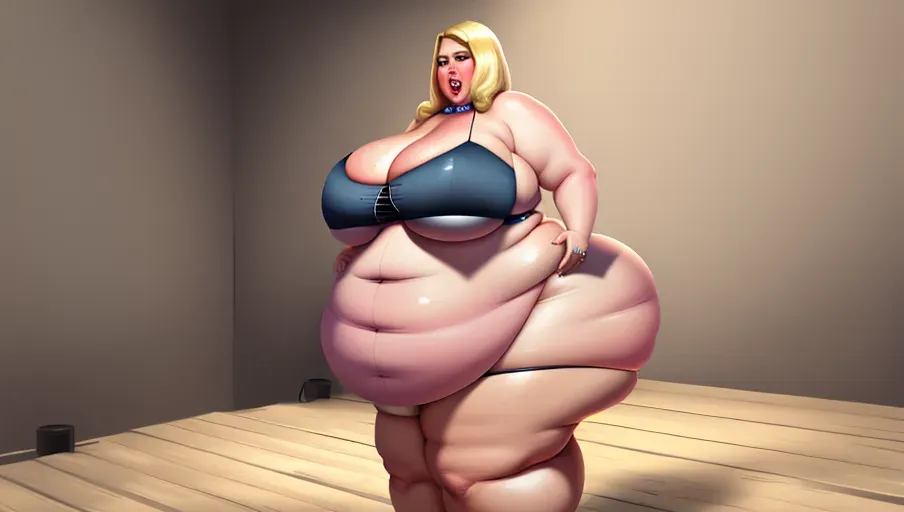 a digital painting of an upset ussbbw fat blonde woman