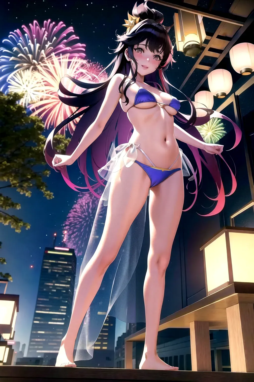 A mesmerizing painting captures the joy of (normal Marin Kitagawa) as she strolls through a (Japanese festival1.2) bustling with life. The vibrant (lantern-lit streets1.2) are adorned with colorful (decorations1.2), while (traditional music1.2) fills the air. In the background, a dazzling display of (fireworks1.3) illuminates the night sky with bursts of (brilliant colors1.2). The atmosphere exudes a sense of happiness and excitement. In the style of (CoverWorks), trending on Saatchi Art.,
(normal-small-sexy-pixie-super-model), (normal-small-DOA-Extreme-Volleyball), <(normal-Iris)>, <(normal-deep-anime-Pupil)>, <((normal-Vitreous))>, (normal-HD-arms-hands-fingers-thumb1.1), (normal-HD-legs-feet toes-clean), (normal-soft-c-cup-boobs), (normal-HD-pussy-anal-ass-boobs-lips-eyebrows), (Normal-HD-hair), (normal-HD-bikini), (De-blur), (sharpen), <<masterpiece>>, ((lora:dpmg_translucent_skin:1.3)), <(clean line work)>, <(HD dark shading)>, <(normal global illumination)>, <((rule of thirds))>, (portrait), (hyper realistic), (detailed post processing), (unreal engine), 8k, (octane render), (unreal engine 5), (3D-Disney-Princess), (studio mappa),
(Fix normal-all-background1.3), (Fix normal-detailed-textures2.3), (Fix normal-all-physics-interactions4.1), (Fix normal-fused-overlap-betwixt-bodies2.3), (Fix normal-clean-line-work1.3), ((Fix) Normal-((Marin Kitagawa5.1)), (Fix-Anime-Eyes), (Fix normal-HD-all-arms-hands-fingers-thumbs-semi-parallel1.1), (Fix normalHD-legs-feet-toes-curved1.1), (Fix normal-soft-boobs-nipples), (Fix normal-motion), (strict GOP), (temporal AQ) (b-frames two), (reference frame one), <<<(((Double Pass)))>>>, <((Fix) (all)-of-the-(above))>,