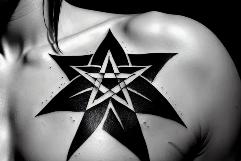 pink pentagram tattoo, better quality