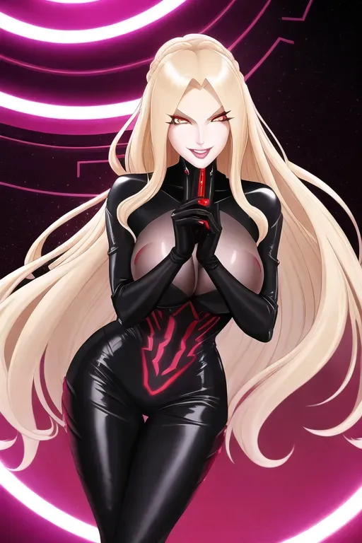 a professional photograph of, 8k, a female Sith lord, full body, natural breasts, wearing black sith armor, wavy blonde hair, evil smile, in a dark spaceship corridor, realistic hands, five slender fingers, beautiful hands, two thumbs, beautiful lips, curved eyebrows, curved eyelid, beautiful eyes, ultra realistic,