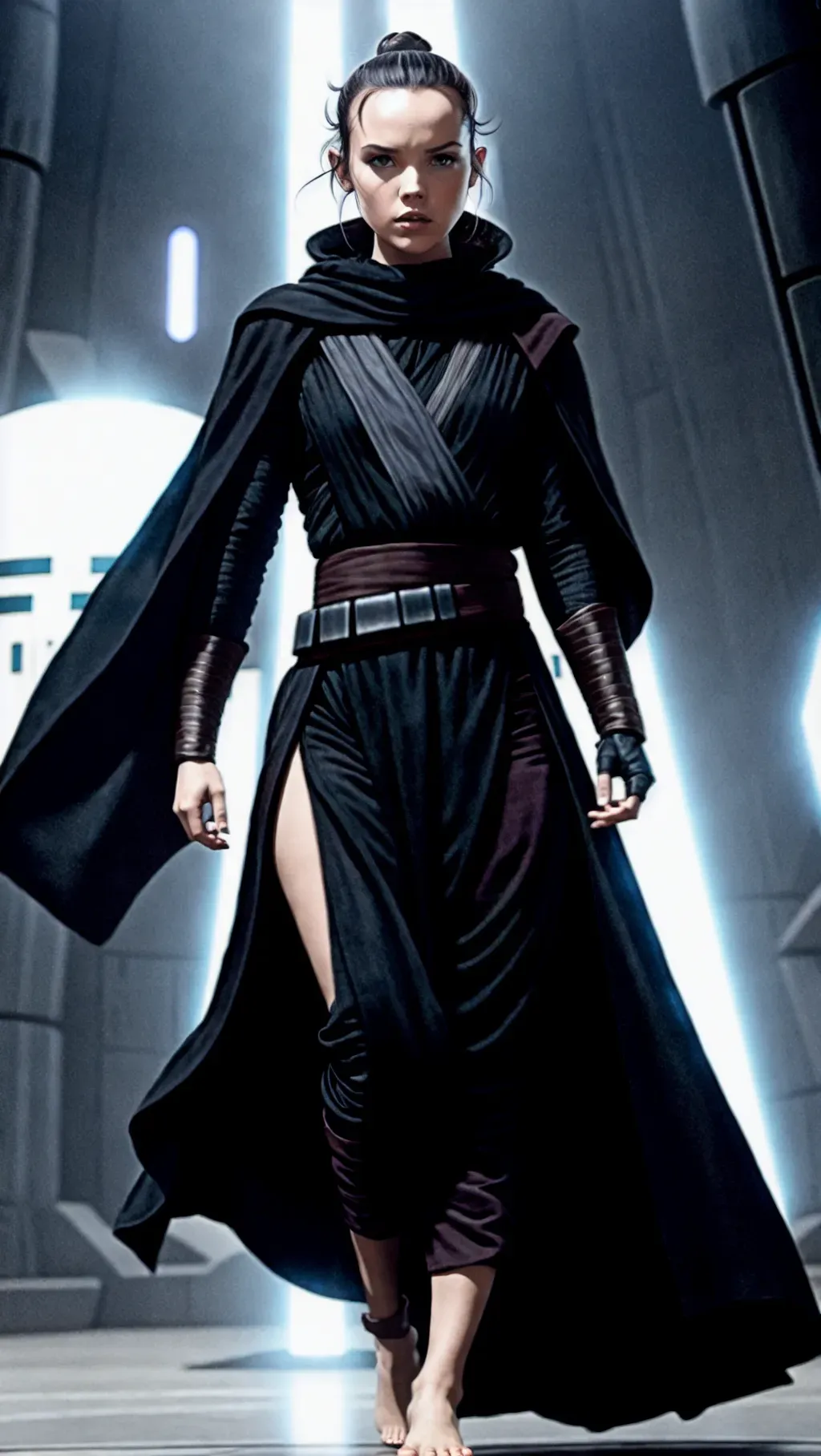 Dopamine Girl - barefoot evil Sith Rey wearing black Sith robe pants ...