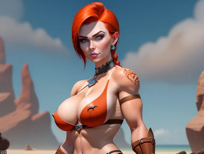 Pirate woman
smirk
wide hips
auburn hair
freckled face
freckled chest
big breasts
five fingers per hand
short thick hair
beautiful face
beautiful lips
curved eyebrows
tan skin
artstation
smooth
8k
professional
surreal
braid
muscular
jewelry
piercings