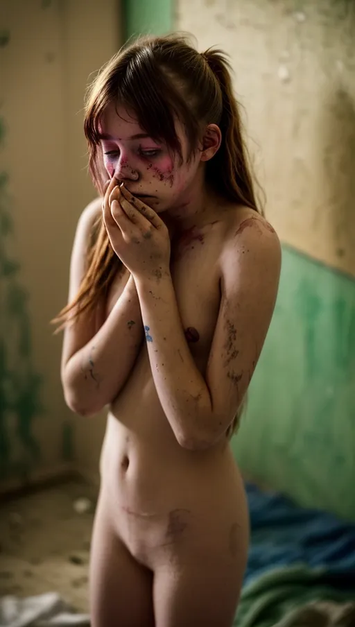 20 year old , sad, lonely, in a dirty home, abusive boyfriend, neglected, (((bruised))), (((beaten))), (((bokeh 1.5))), ((((masterpiece)))), ((((highly detailed))))