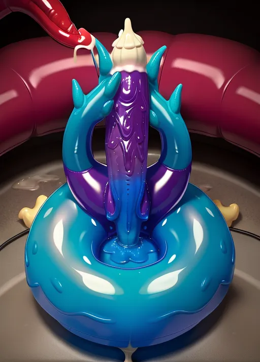 Sentiant inflatable dragon sex toy getting filled with gallons of cum.